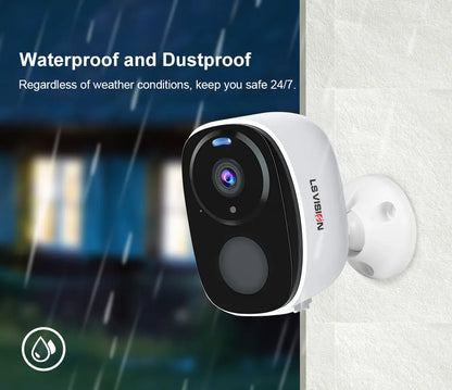 LS VISION 4MP Wireless Security Wifi Camera Outdoor Solar Battery Camera PIR Spotlight Security Solar Camera Security Protection