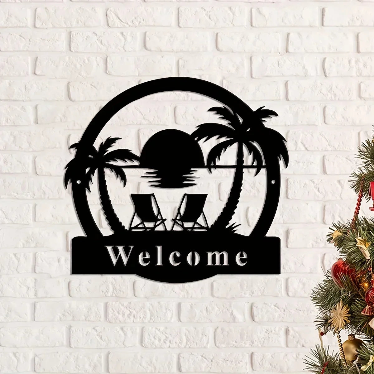 Outdoor Palm Trees Metal Sign, Metal Palm Trees Sign, Porch Decor, Family Sign for Front Door Backyard Sign Palm Tree Pool Sign