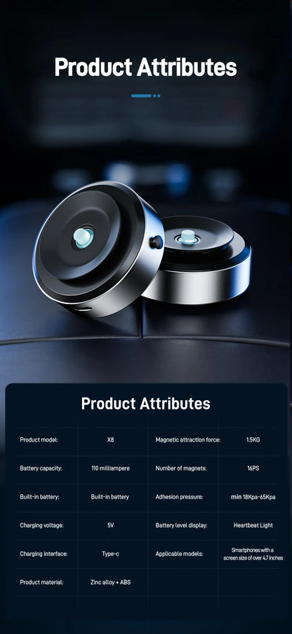 Magnetic Mobile Phone Holder Intelligent Car Mount Cell 360°Rotation Black Technology Stable  Suction Universal  Vacuum Adsorpti