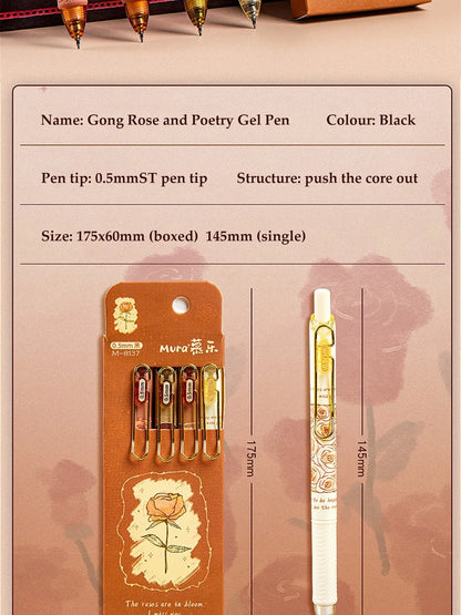 4PCS Retro Style Handbook Pen Marker Graffiti Brush Inscription Pen Office Culture and Educational Supplies