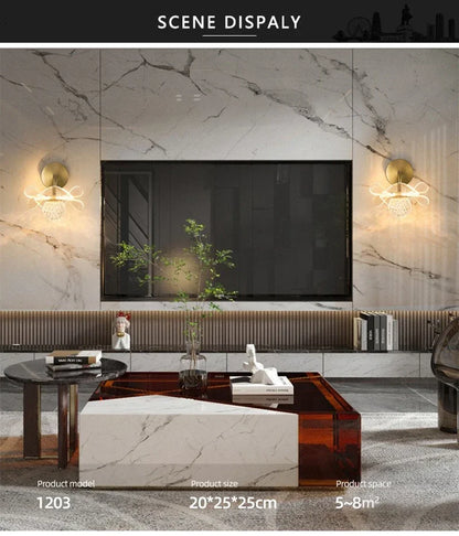 LED Wall Lamp Modern Luxury Flower Shaped Decorative Light Bedroom Bedside Study Dining Room Living Room Background Wall Lamp