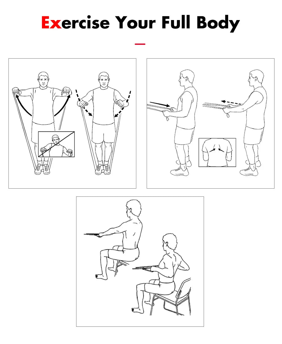 Resistance Elastic Bands Exercise Strength Training Fitness Bands with Door Anchor Handles Legs Ankle Straps for Home Workouts