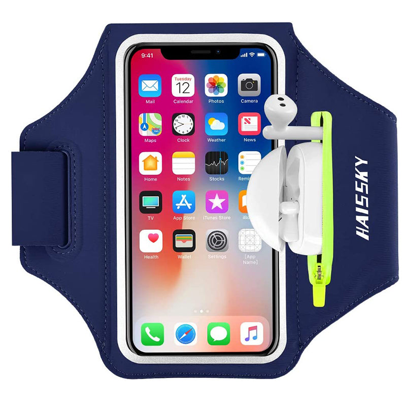 HAISSKY Zipper Pocket Running Sports Armband For iPhone 16 15 14 13 12 11 Pro Max 15 Plus Belt On Hand Phone Brassard Bags
