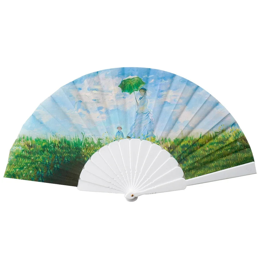 Oil Painting World Famous Painting Folding Fan Plastic Fan Art Craft Gift Home Decoration Ornaments Dance Hand Fan Gifts