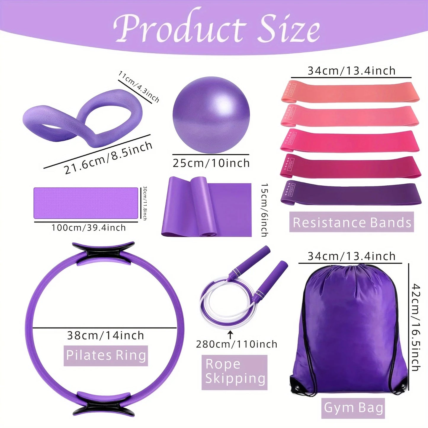 12 Pcs Pilates Loop Yoga Set, Including Yoga Ball, Tension Belt, Yoga Ring and Other Yoga Equipment, Yoga Accessories Set