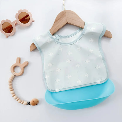 Children's Silicone Bib Baby Feeding Bibs for Newborn PU Soft removable Saliva Towel Waterproof  Dirt Proof Babies Accessories