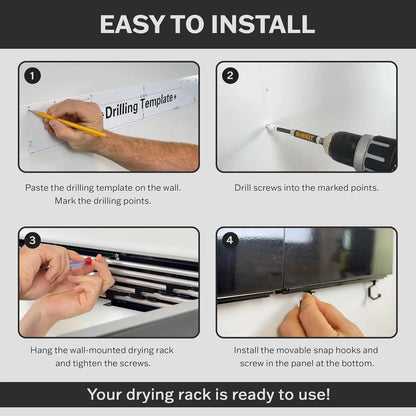 80cm Wall Mounted Laundry Drying Rack White Metal Clothes Drying Rack 5 Rods Space Saving Laundry Racks for Drying Towel Shoes