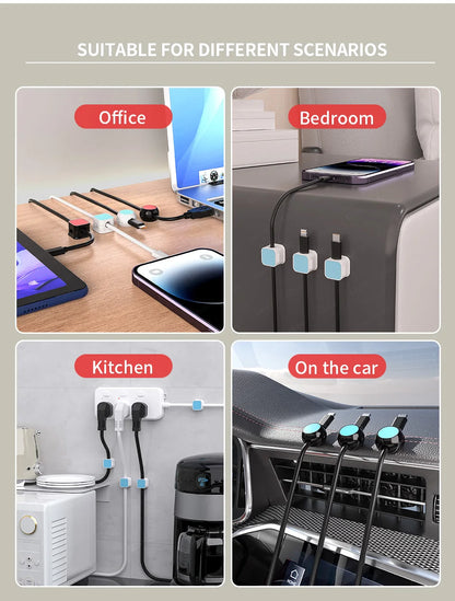 Magnetic Cord Organizer Cable Smooth Adjustable Easy Secure Cable Management Wire Holder Keeper Organizer 4Pcs