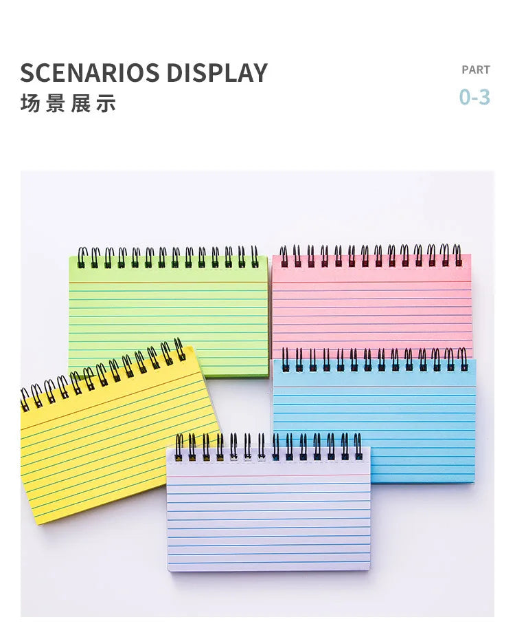 Simple Lined Spiral Notebook With Colorful Pages,Tearable Binding,Office Supplies Journal Diary Stationery Back To School