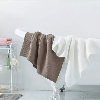 100% Cotton Double Layer Waffle Terry Bath Towel Soft Shower Towels Beach Towels Home Bathroom Towel For Adults
