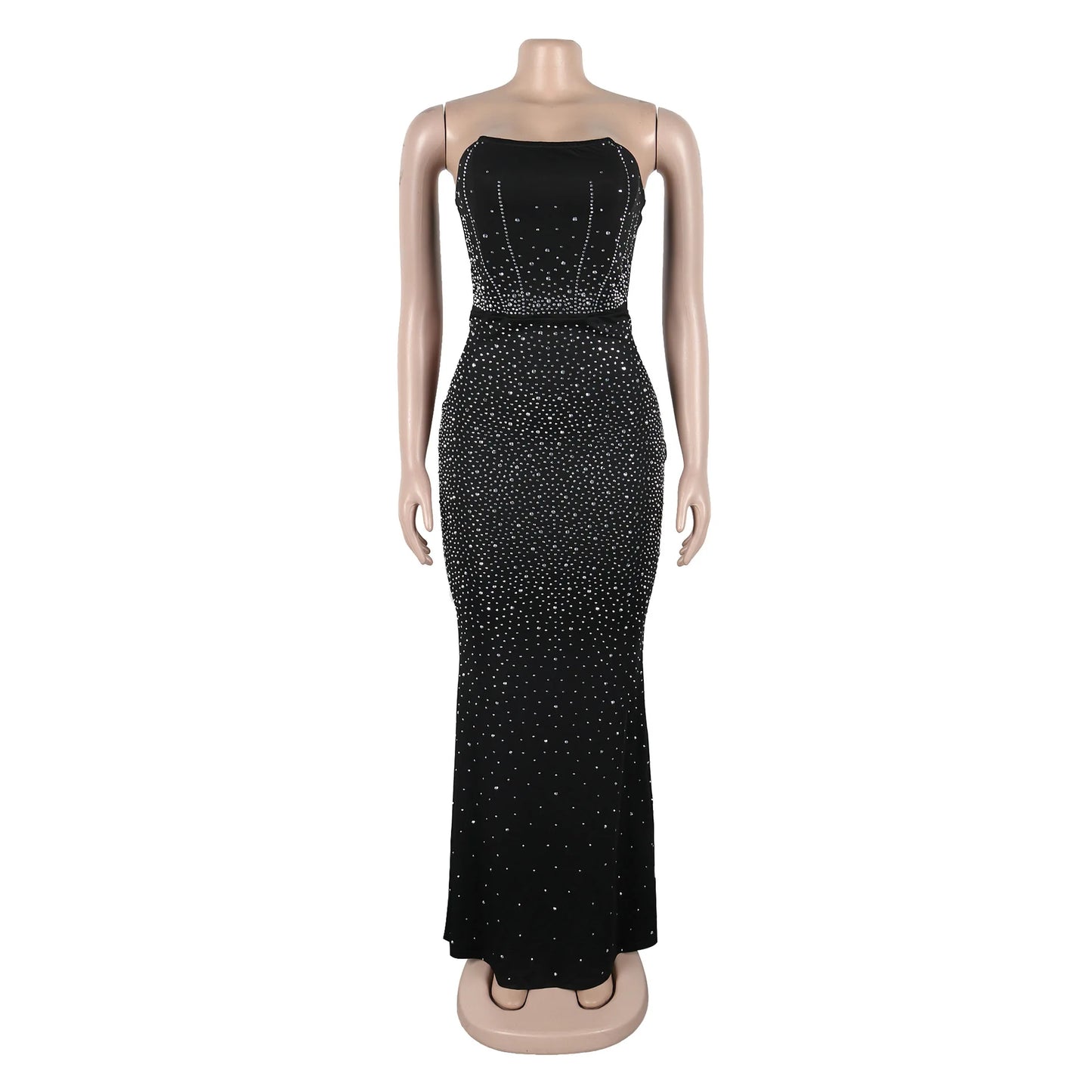 CM.YAYA Diamonds Hot Rhinestones Strapless Women Sleeveless Long Dress 2025 Spring Birthday Party Evening Prom Maxi Dresses