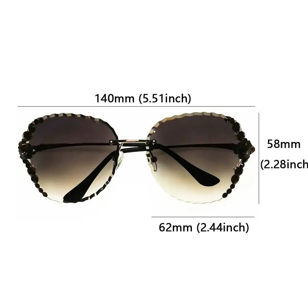 Rhinestone Decoration Retro Sunglasses Sun-Protective Korean Driving Glasses Travel Accessories Frameless Eyewear