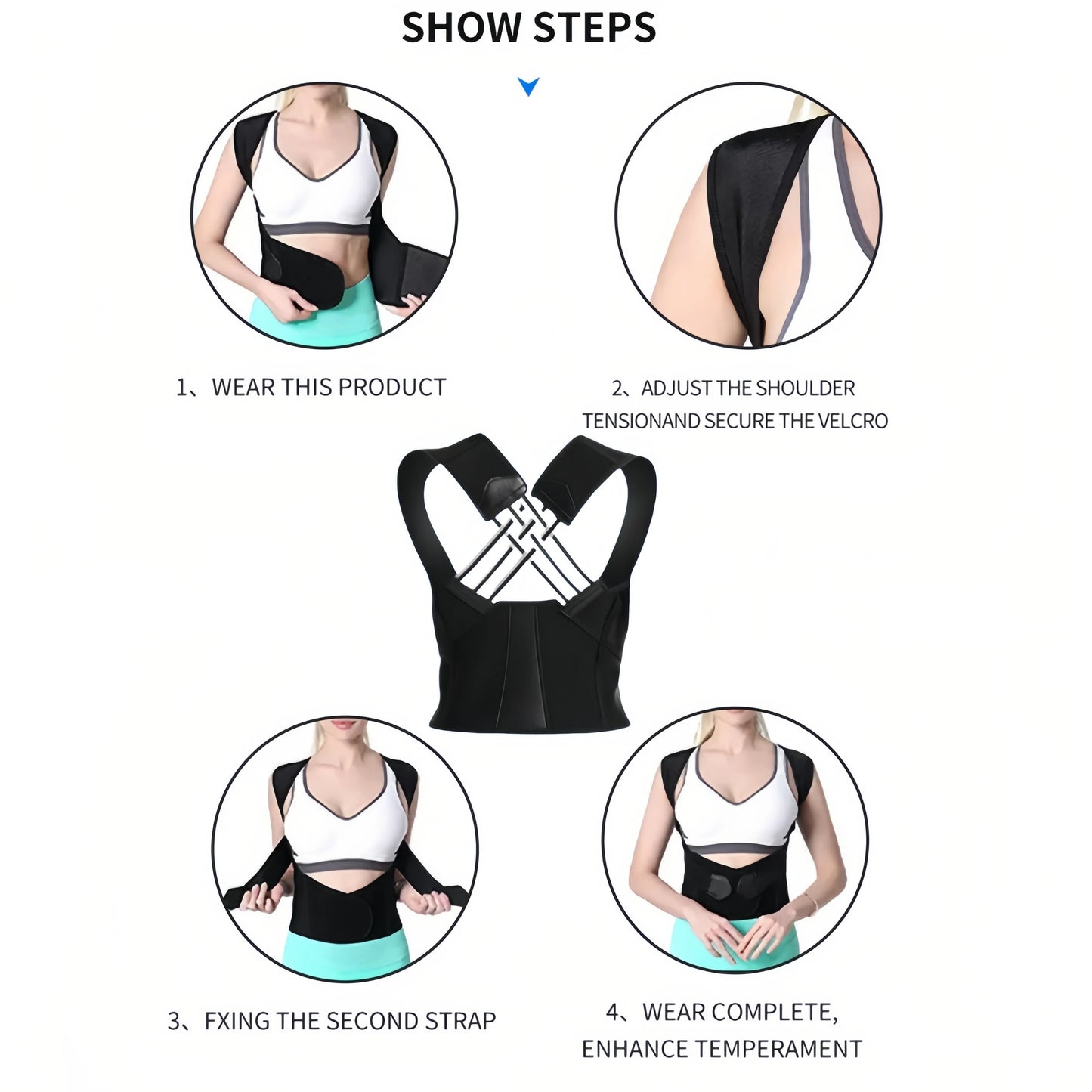 Posture Back Brace Adjustable Back Support Strap to Men and Women Prevent Spinal Distortion and Hunchback Suitable for Gym Body