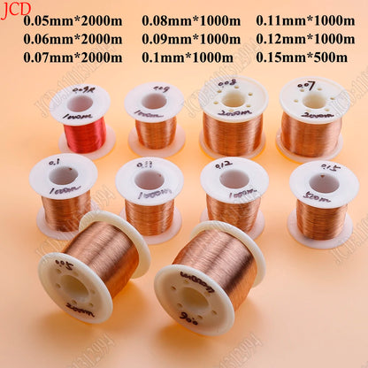 1 roll of copper lacquer wire 0.05mm-0.15mm cable copper wire electromagnetic wire enameled copper winding wire coil copper wire