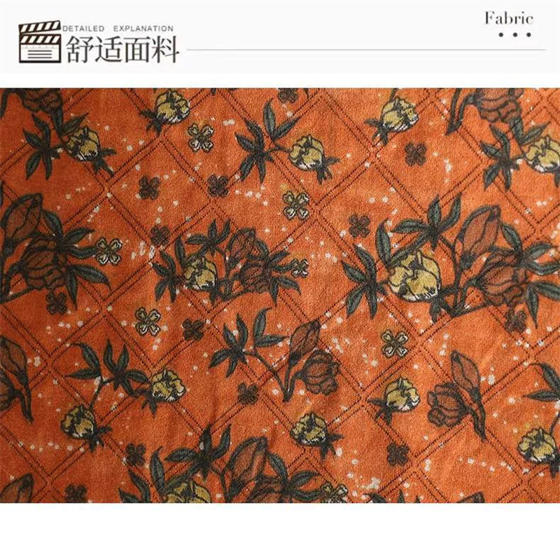 Women Retro Floral Plate Buckle Cotton Jacket Thickened Warm Cotton Clothing Cotton Linen Printed Autumn Winter Cotton Jacket