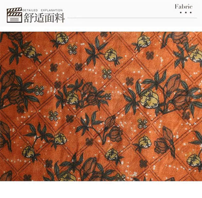 Women Retro Floral Plate Buckle Cotton Jacket Thickened Warm Cotton Clothing Cotton Linen Printed Autumn Winter Cotton Jacket