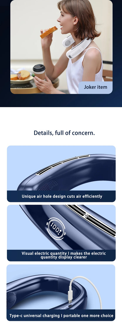 Xiaomi Portable Neck Fan Smart Digital Display Power Ventilador Rechargeable Outdoor Bladeless Silent Electric Neck Fan Cooler