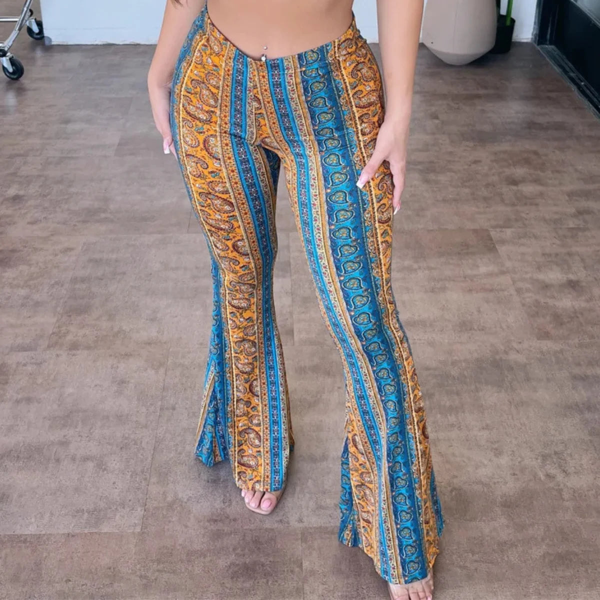Womens Boho Pants Flare Leggings Hippie Harem Pants Yoga Pants Comfy Bohemian Flowy Hippie Clothes Trousers Bottom Palazzo Pants
