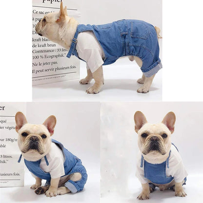 Blue Overalls for Dogs Pet Jean Clothes Dog Denim Jumpsuit Fashion Apparel Comfortable Puppy Costumes forSmall Medium Dogs