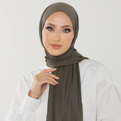 Muslim Plain Hijab Cotton Stretchy Premium Cotton Scarf Soft Material Prayer Shawls Women Muslim Cotton Hijab