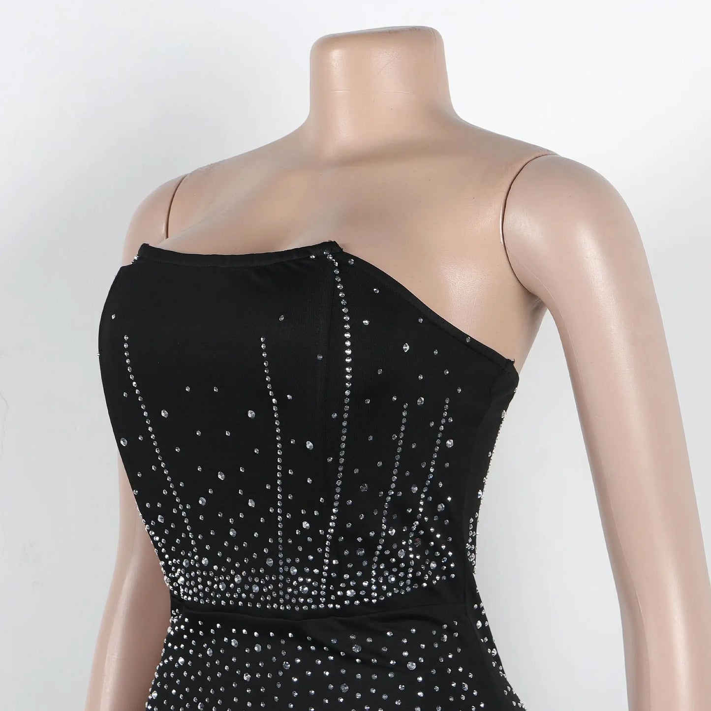 CM.YAYA Diamonds Hot Rhinestones Strapless Women Sleeveless Long Dress 2025 Spring Birthday Party Evening Prom Maxi Dresses