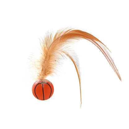 Cat Interactive Ball Toys Interactive Bouncy Ball with Feathers Cat Toys for Indoor Cats and Kittens