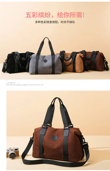 Men's Large Capacity Fashionable Short Distance Travel Totes New Suede Travel Handbag Women's Portable Sports and Fitness Bag