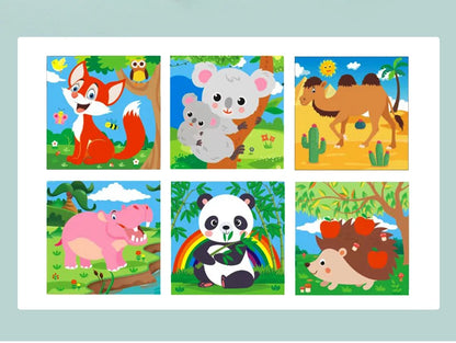 Six Sides Painted Wooden Puzzle Three-Dimensional Traffic Animal Puzzle Building Blocks Early Education Educational Toy