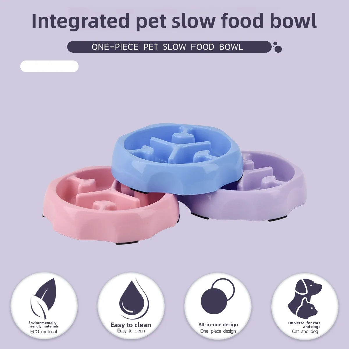 Pet Dog Anti Choking Slow Food Bowl, Anti Slip And Spilled Dog Food Slow Food Bowl, Rice Bowl, Dog Bowl, PP Bowl