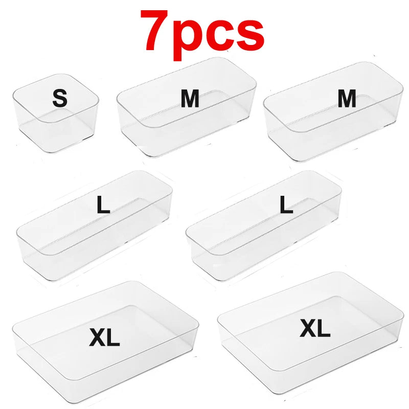 Clear Drawer Organizer Boxes Transparent Plastic Storage Box Desktop Acrylic Box Jewelry Makeup Cosmetic Organizer Drawer Box