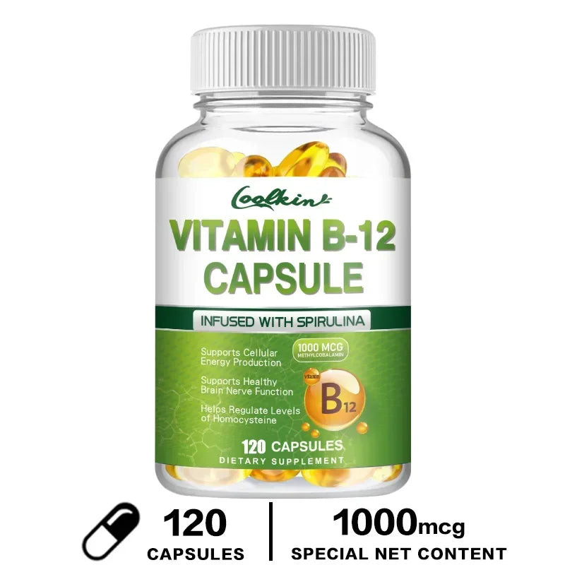 Vitamin B12 Capsules - Supports Energy Metabolism, Mood, Heart, Nervous System Support