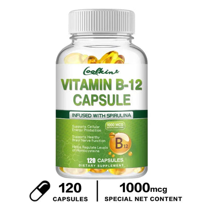 Vitamin B12 Capsules - Supports Energy Metabolism, Mood, Heart, Nervous System Support