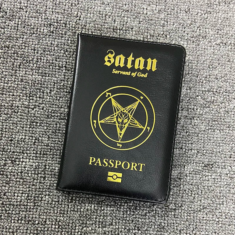Satan Servant of God Passport Holder Pu Leather Passeport Case Travel Wallet Covers for Passports