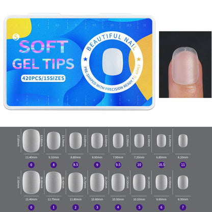 420pcs/box Frosted Version False Nails Press On Acrylic Nails Almond Mixed Size Short Style Ultra Thin Traceless Nail Tips