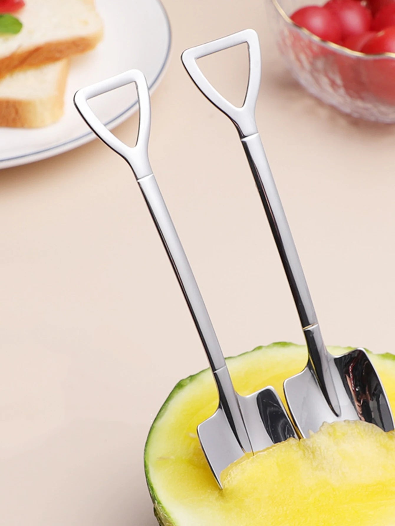 10pcs Stainless steel shovel spoon pointed shovel shovel spoon coffee spoon scoop of ice cream dessert spoon