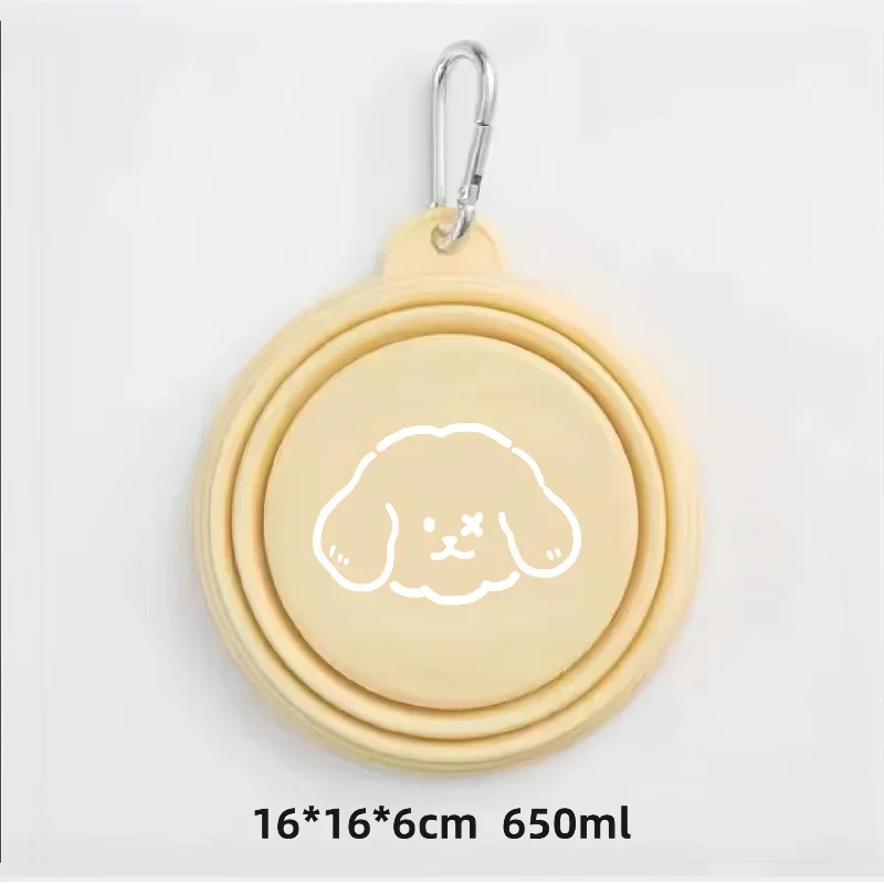 350/650ml Collapsible Pet Travel Bowl Leakproof Silicone Dog & Cat Food Water Dish Portable Outdoor Feeder with Carabiner Clip