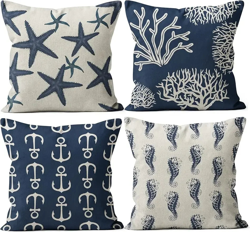 Marine themed throw pillow covers, home décor, cushion covers, sofa bed pillowcases cushion cover 45x45