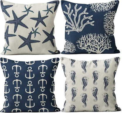Marine themed throw pillow covers, home décor, cushion covers, sofa bed pillowcases cushion cover 45x45