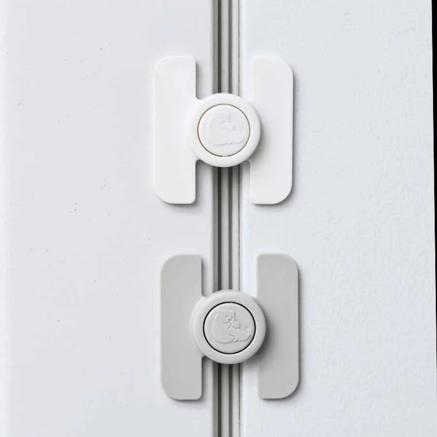 2pcs Child Multi Functional Safety Locks Double Buckle Lock for Refrigerator Cabinet Lock Anti-Pinching Hand Security Protection