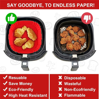 Airfryer Silicone Basket Reusable Baking Tray Silicone Mold for AirFryer Pizza Fried Chicken Basket Air Fryer Liners Accessories
