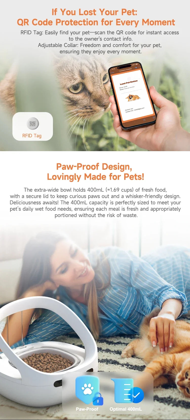 Smart Pet Feeder Sensor Recognition Automatic Cat Feeder With WIFI App Control Accurate Pet Food Dispenser Anti-snatch Feeder