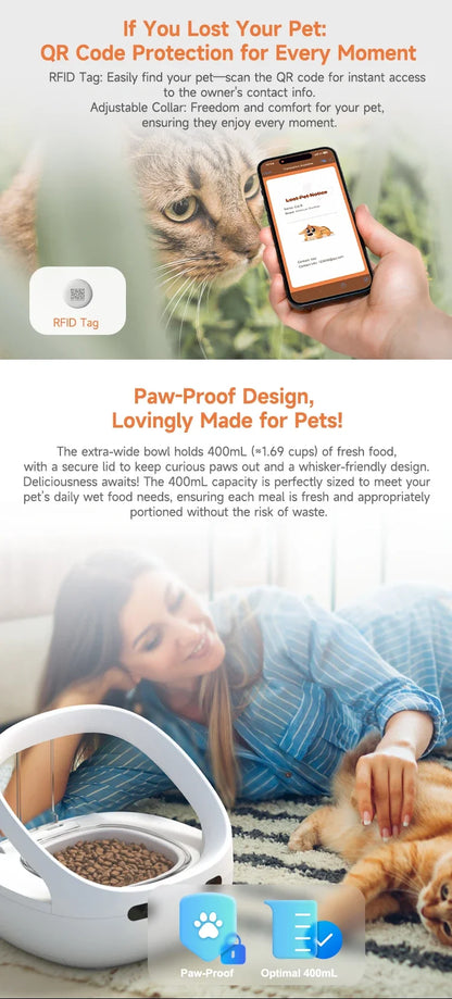 Smart Pet Feeder Sensor Recognition Automatic Cat Feeder With WIFI App Control Accurate Pet Food Dispenser Anti-snatch Feeder
