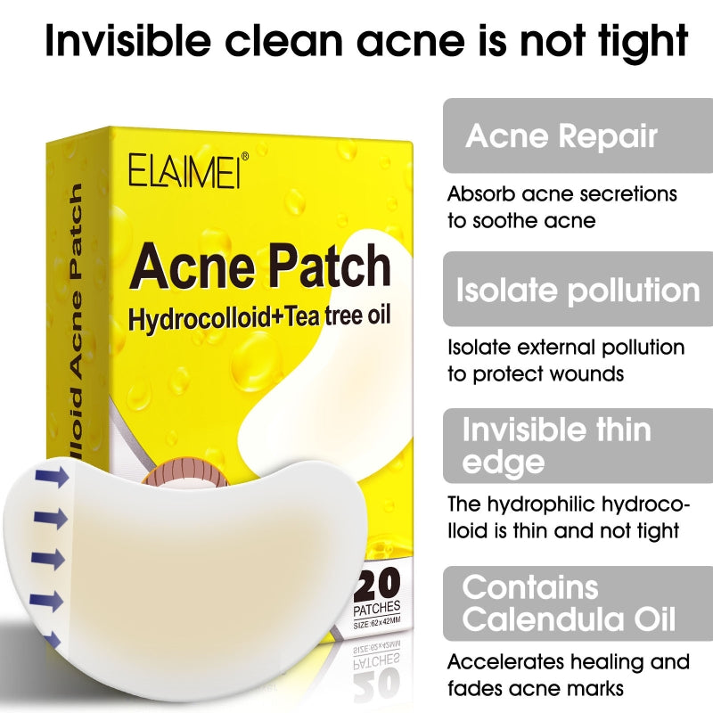 20 Patches Acne Patch Pimple Patches Blemish Protective Cover Absorbing Spot  Hydrocolloid Dressing Zit Sticker 28ED