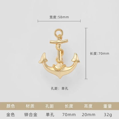 Vintage Anchor Ship Wheel Cabinet Handle - Antique Brass Single Hole Pull for Wardrobe/Cabinet, Nautical Drawer Hardware