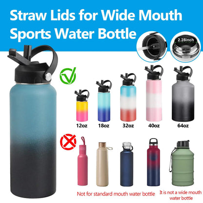 Wide Mouth Straw Lid for Hydro Flask Sports Water Bottle,Dustproof Lid Compatible with HydroFlask Wide Mouth 20 32 40 64 oz
