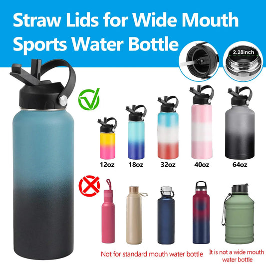 Wide Mouth Straw Lid for Hydro Flask Sports Water Bottle,Dustproof Lid Compatible with HydroFlask Wide Mouth 20 32 40 64 oz