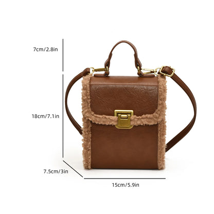 Fashion Small Totes Bag 2024 Trend PU Leather Shoulder Bags for Women Cute Short Handle Crossbody Phone Bag Luxury Fur Handbags