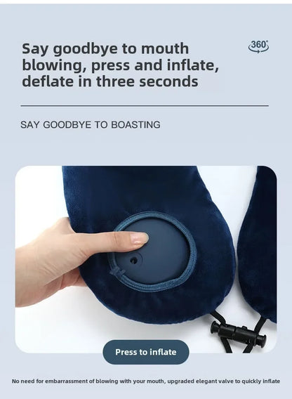 U-shaped Inflatable Travel Pillows Portable Air Pillow Neck Support Cushion Comfortable Sleeping Pillow Press To Inflate Pillow