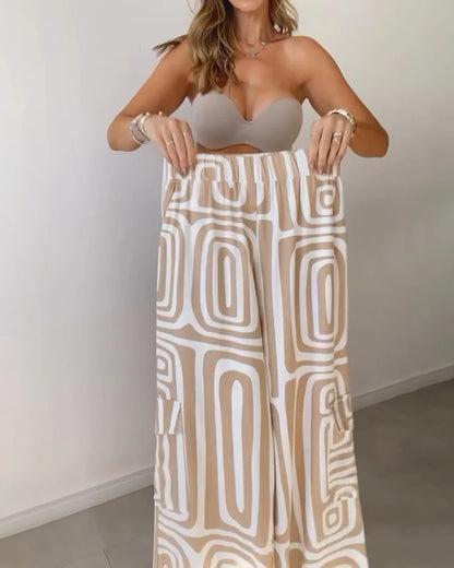 Elegant Office Lady Casual Suit Fashion Solid Long Sleeve Lapel Shirt Elastic Waist Print Trousers Two Piece Set 2024 Autumn New