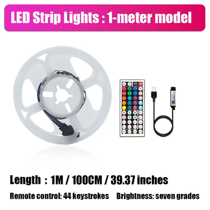 Smart LED Strip Lights, with Wireless Infrared Remote Control, Color Changing & Music Sync with App Control and Remote, USB Powe